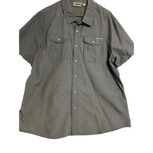 Free Country Mens XXL Blue Ripstop Short Sleeve Button Down Utility Shirt